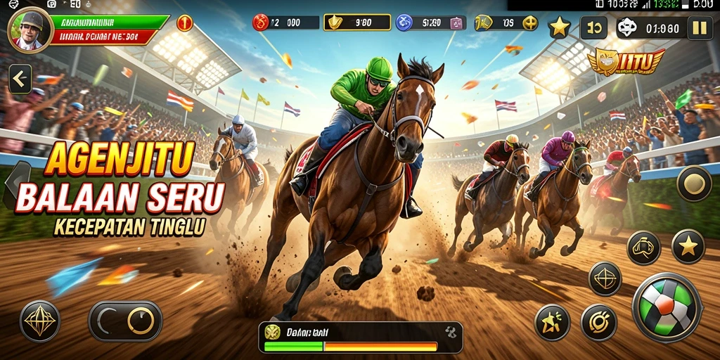 Screenshot utama AGENJITU menampilkan aksi balapan yang mendebarkan.