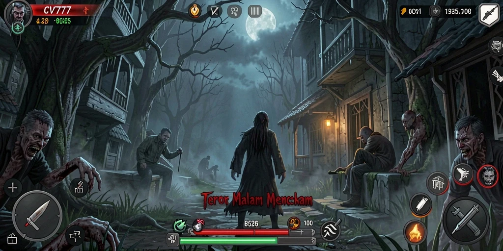 Screenshot gameplay CV777 menunjukkan suasana Horror yang intens.