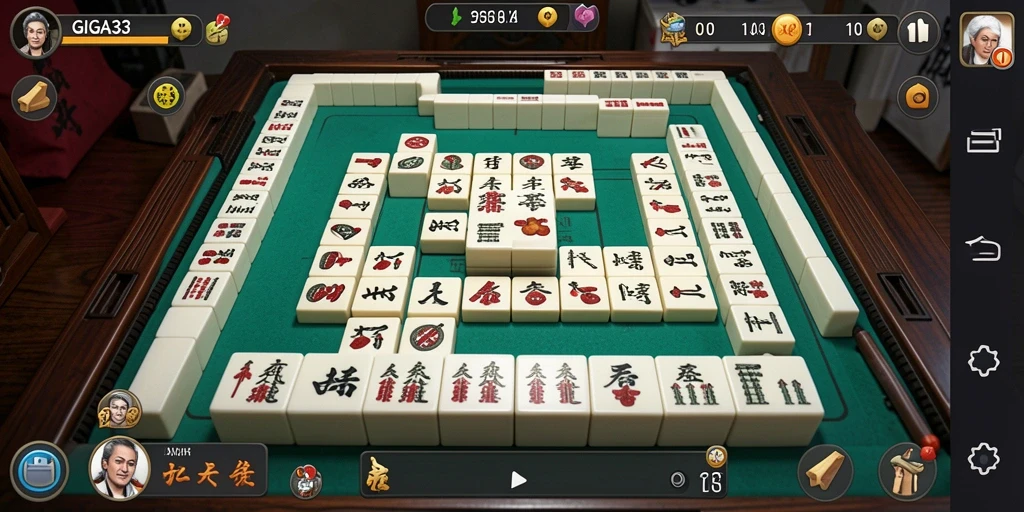 Gameplay GIGA33 dengan desain ubin Mahjong yang menarik.