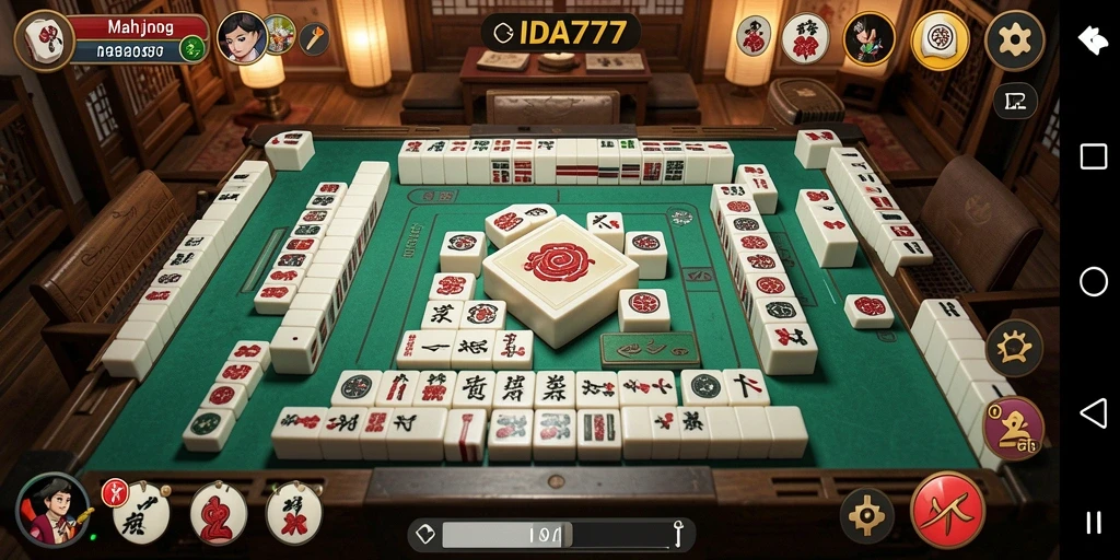 Tampilan gameplay seru dari IDA777 yang menampilkan ubin Mahjong.