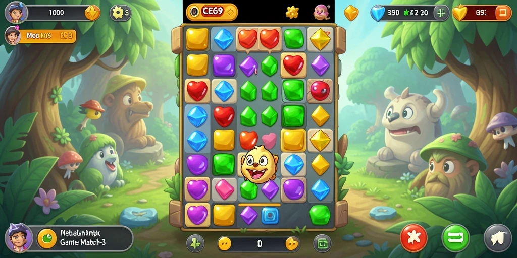 Tampilan menarik dari gameplay OCE69 Match-3 yang menyenangkan.