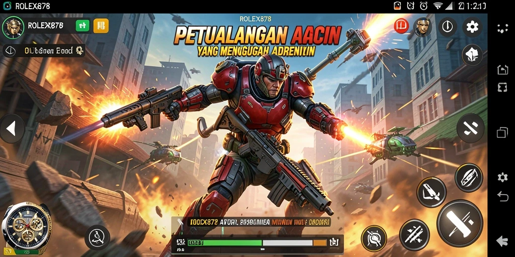 Tampilan gameplay intens dalam ROLEX878 yang penuh aksi.