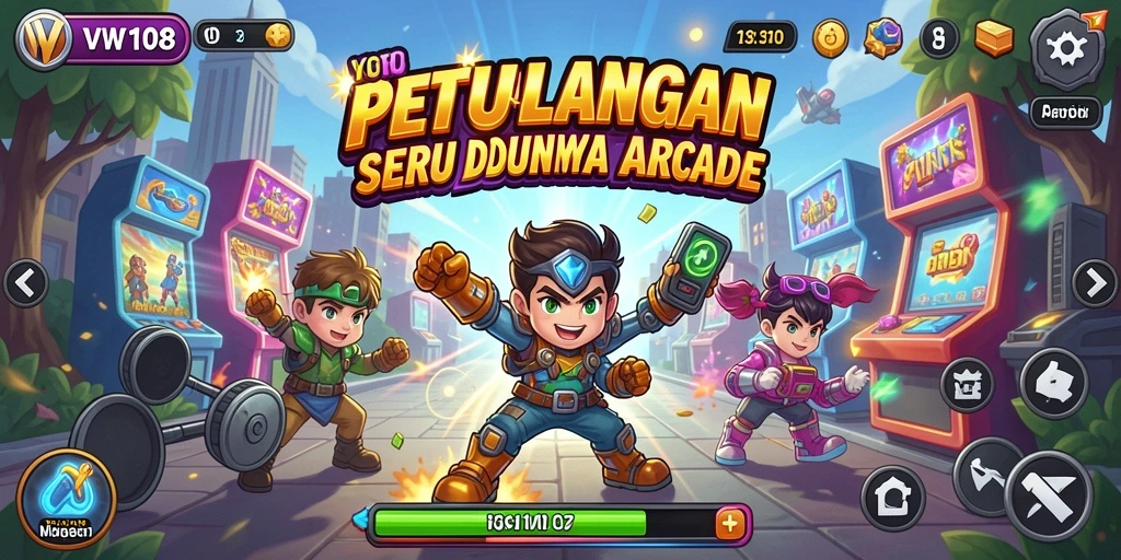 Tampilan gameplay seru VW108 dengan berbagai rintangan dan karakter menarik.