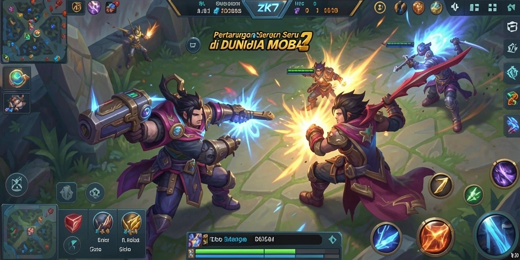 Tampilan gameplay mendebarkan di ZK7 dengan aksi pertarungan seru.